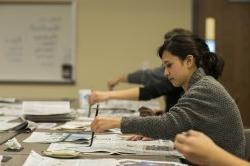 Photo of a student practicing calligraphy